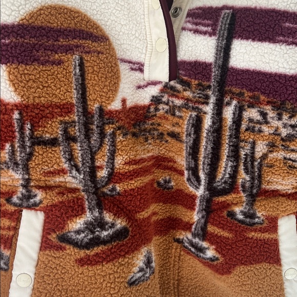 Wrangler retro half snap pullover Sherpa fleece desert western scene - Picture 5 of 8